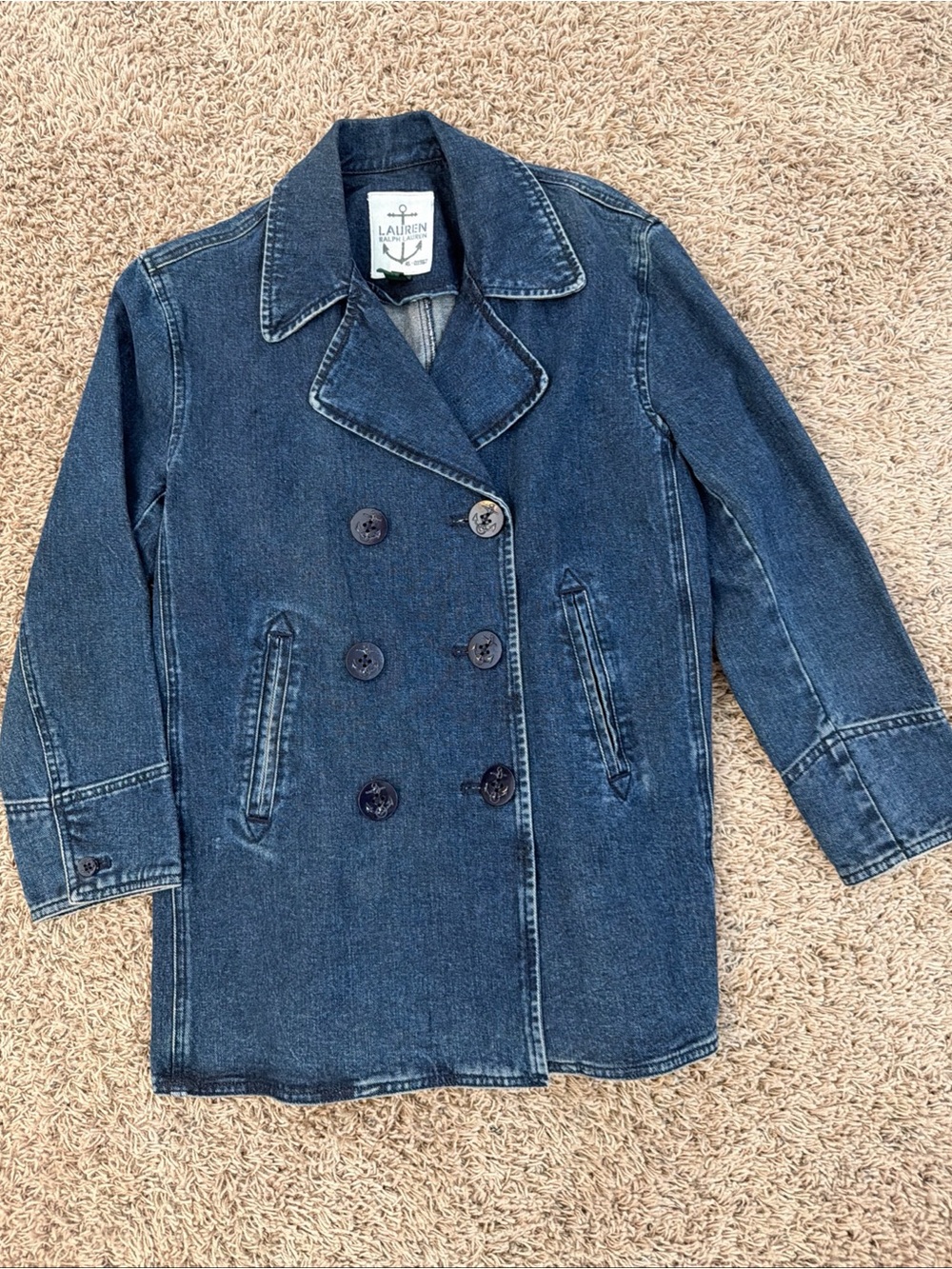 Vintage Women's Ralph Lauren Nautical Denim Peacoat Jacket Size Small